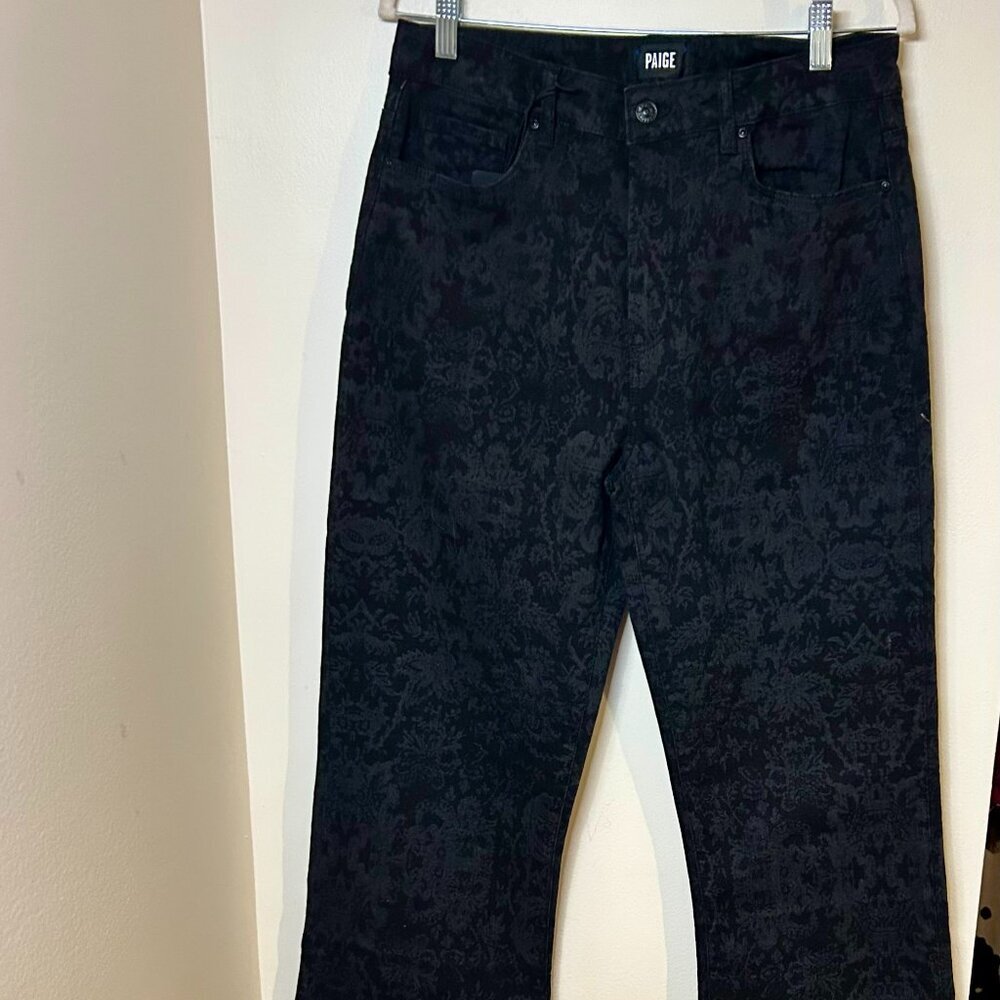 PAIGE Leenah Black Laser Floral Bootcut Jeans Women’s Size 31 - Picture 3 of 8